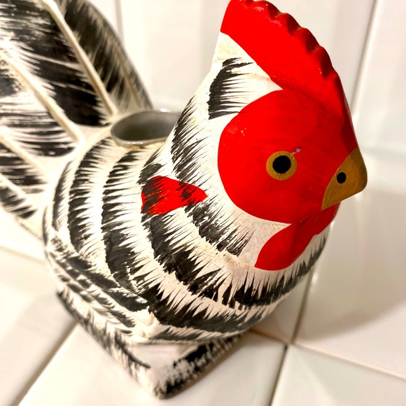 Vintage Rustic Wooden Rooster Candle Holder - Picture 2 of 14